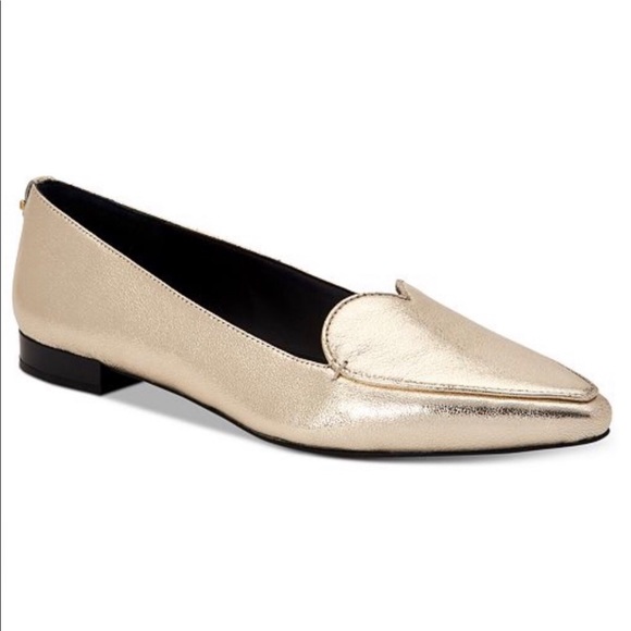 Calvin Klein Shoes - Calvin Klein gold leather Ezma Flats